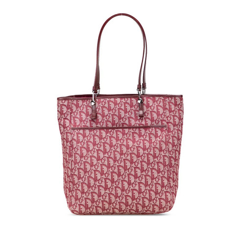 Dior Trotter Tote Bag Shoulder Bag Bordeaux Canvas Leather Used