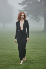 NWT House Of CB Saskia in Black Deep Cowl Front Stretch Jersey Maxi Gown M