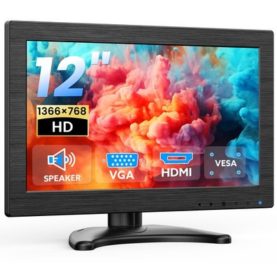 Eyoyo 12-Inch Mini LED Monitor 1366x768 HDMI VGA PC/RasPi/Security Camera CCTV