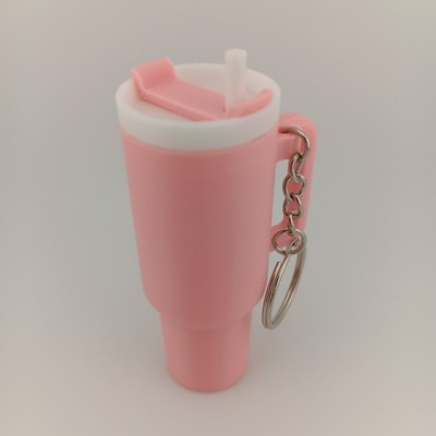 3D Printed Keychain - Cash Stash Drinking Cup w/ Screw On Lid - 3x1 IN - Pink