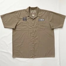 Vintage Jesse James Work Wear West Coast Choppers Tan Embroidered Shirt Men’s XL