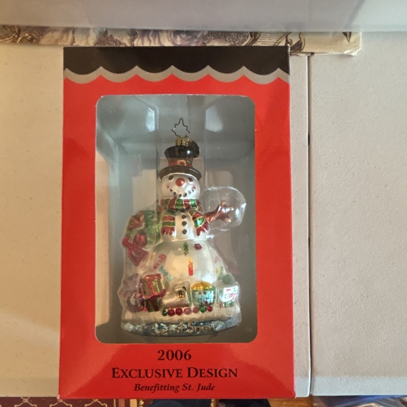 Christopher Radko 2006 Exclusive Design Snowman Glass Hanging Ornament Christmas