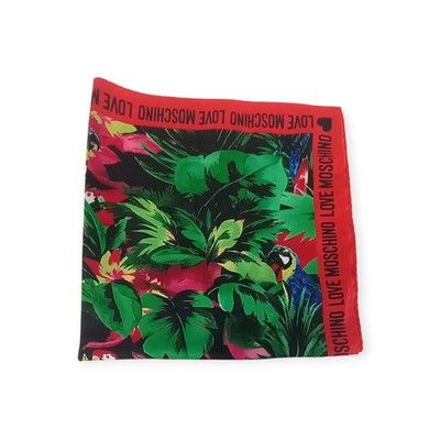 Love Moschino Damen Schal tropisches Muster mit rotem Rand