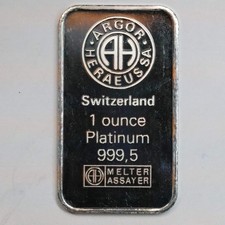 Argor Heraeus 1 oz Platinum Bar .9995 NOT in Assay 2797.99 per troy oz