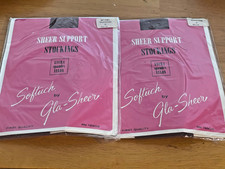 2 PR GLA-SHEER Support Seamless  SOFTUCH  Stockings Taupetone Size B 9-1/2 - 10