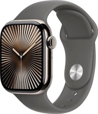 Apple Watch Series 10 (GPS+LTE) 42MM Natural Titanium Case Stone Gray Sport Band