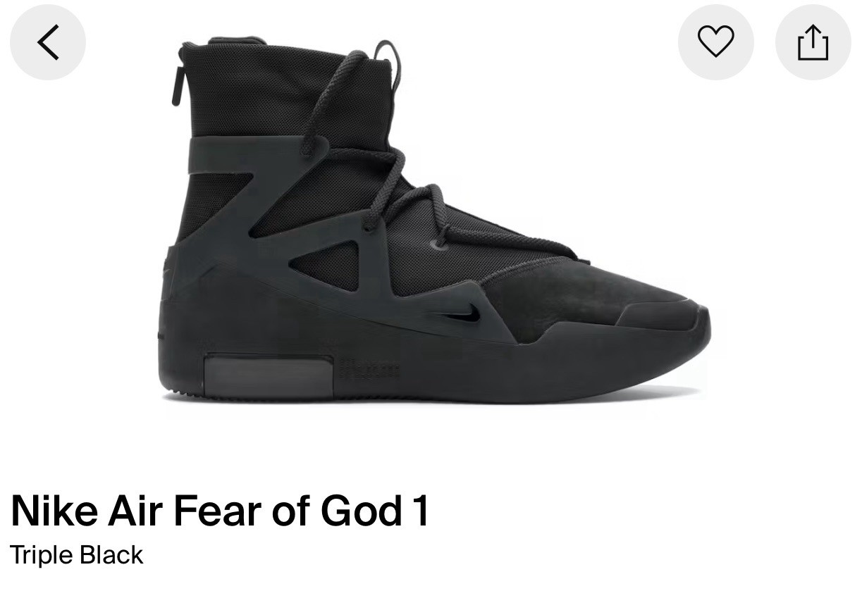 fear of god triple black sizing
