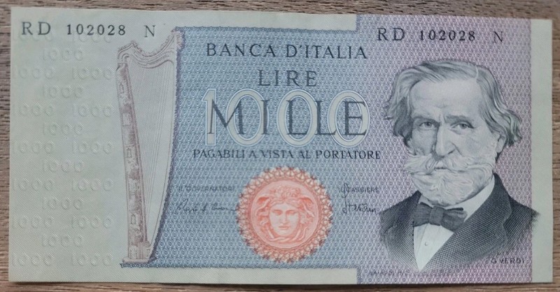 Italy L.1000 Lire 1969 AUNC Banknote Foreign Currency World Paper Money