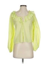 Love, Whit by Whitney Port Women Green 3/4 Sleeve Blouse S