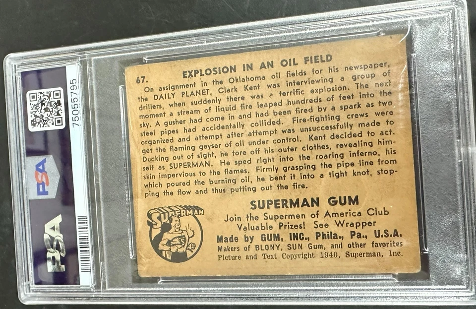 1940 SUPERMAN GUM #66 EXPLOSION IN AN OIL FIELD PSA 2.5 NICER - Image 2 of 2