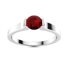 Womens day Sale Round Garnet Engagement Solitaire Ring 925 Silver