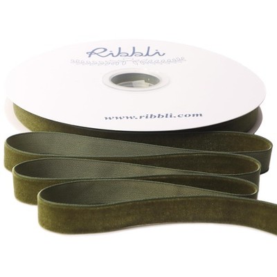 Moss Green Velvet Ribbon 5/8 Inches x 25 Yard Spool Continuous Gift Wrapping