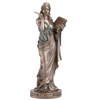 Veronese Design 9'' Calliope Greek Muse of Epics Statue, Cold Cast Bronze Finish