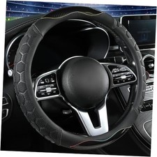 PU Leather Steering Wheel Cover 14.5-15 Inch, Carbon Fiber Style Grip, Non