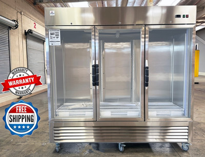 NEW 82'' Commercial Stainless Steel Merchandiser Refrigerator Top Quality NSF ETL