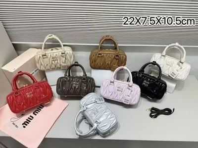 MIU MIU Miumiu multi-color pleated bag, single shoulder crossbody bag(No box)