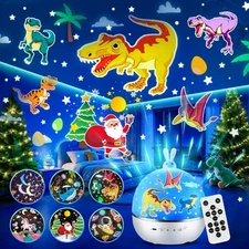 One Fire Dinosaur Night Light Projector, with 15 Films & Bluetooth Music and ...
