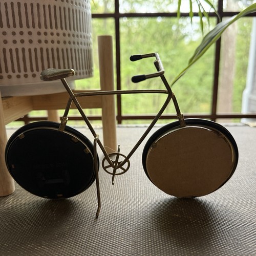 Vtg MCM Double Rd Picture Frame Shaped Like Bronze Bicycle (Opening 2 7/8"ea) - Picture 4 of 10