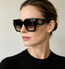 Gucci GG1988SK Square Sunglasses Black Frame GG Logo Gradient Lens 53-19-145