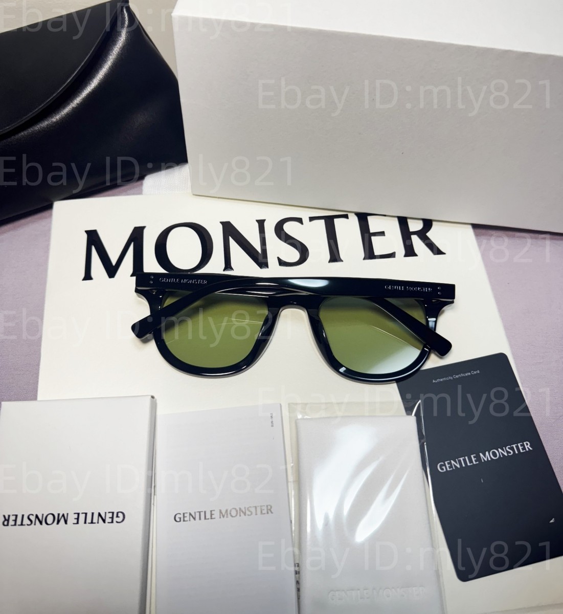 GentleMonster Lang 01(K) Unisex Sunglasses Black Frame Green