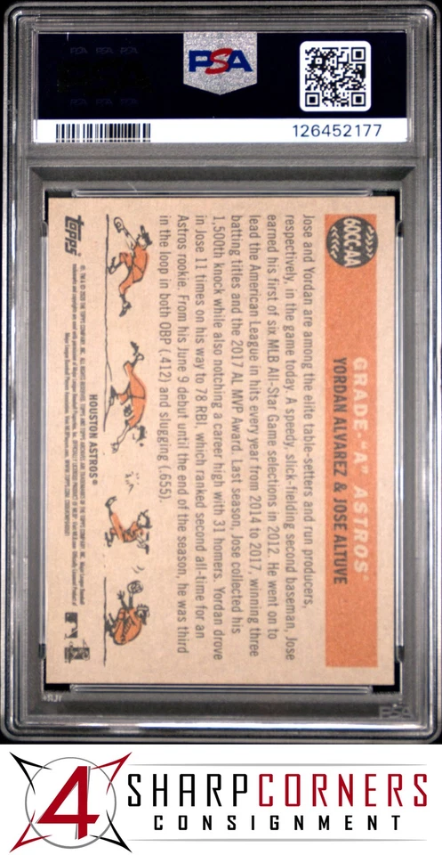 2020 TOPPS ARCHIVES 1960 COMBO #60CCAA YORDAN ALVAREZ RC-JOSE ALTUVE PSA 10 - Image 2 of 3