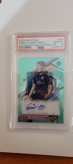 2023 Topps Finest MLS Esmir Bajraktarevic Rookie Auto Aqua Refractor /75 PSA 10