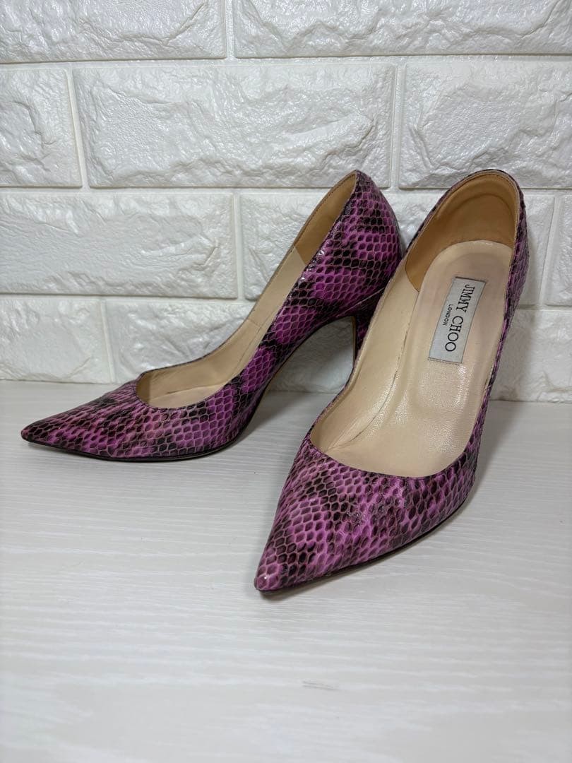 Rare Jimmy Choo Python Leather Pointed Toe Heels … - image 1