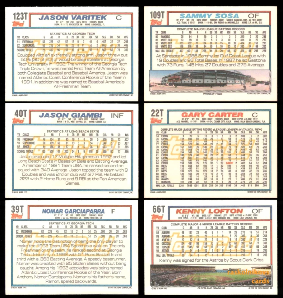 1992 Topps Traded GOLD Cards #1T-132T Your Choice $2 or 2 Card Minimum YOU PICK! - Image 2 of 2