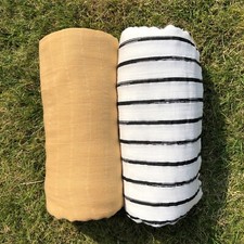 Confezione 2 Fasce Regalo Bambino XtraLarge Bambù Fasciatoio Coperta Mussola Quadrati 120x120cm