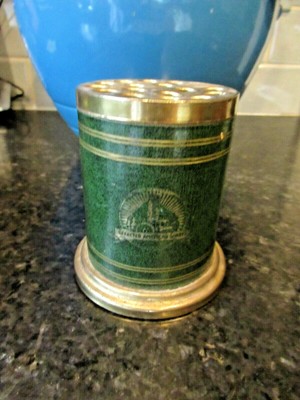 Vintage SELECTED AMERICAN SHARES Pencil Holder Advertisement Brass Top 3 1/2''