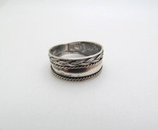 Vintage 925 Sterling Silver Rope Twist Braided Oxidized Wide Ring Size 8