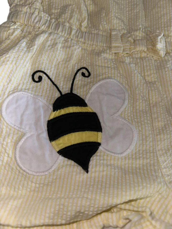 Gymboree Yellow Seersucker Bumble Bee Outfit Romper Girls 6 Busy Little Bee - Image 2 of 4