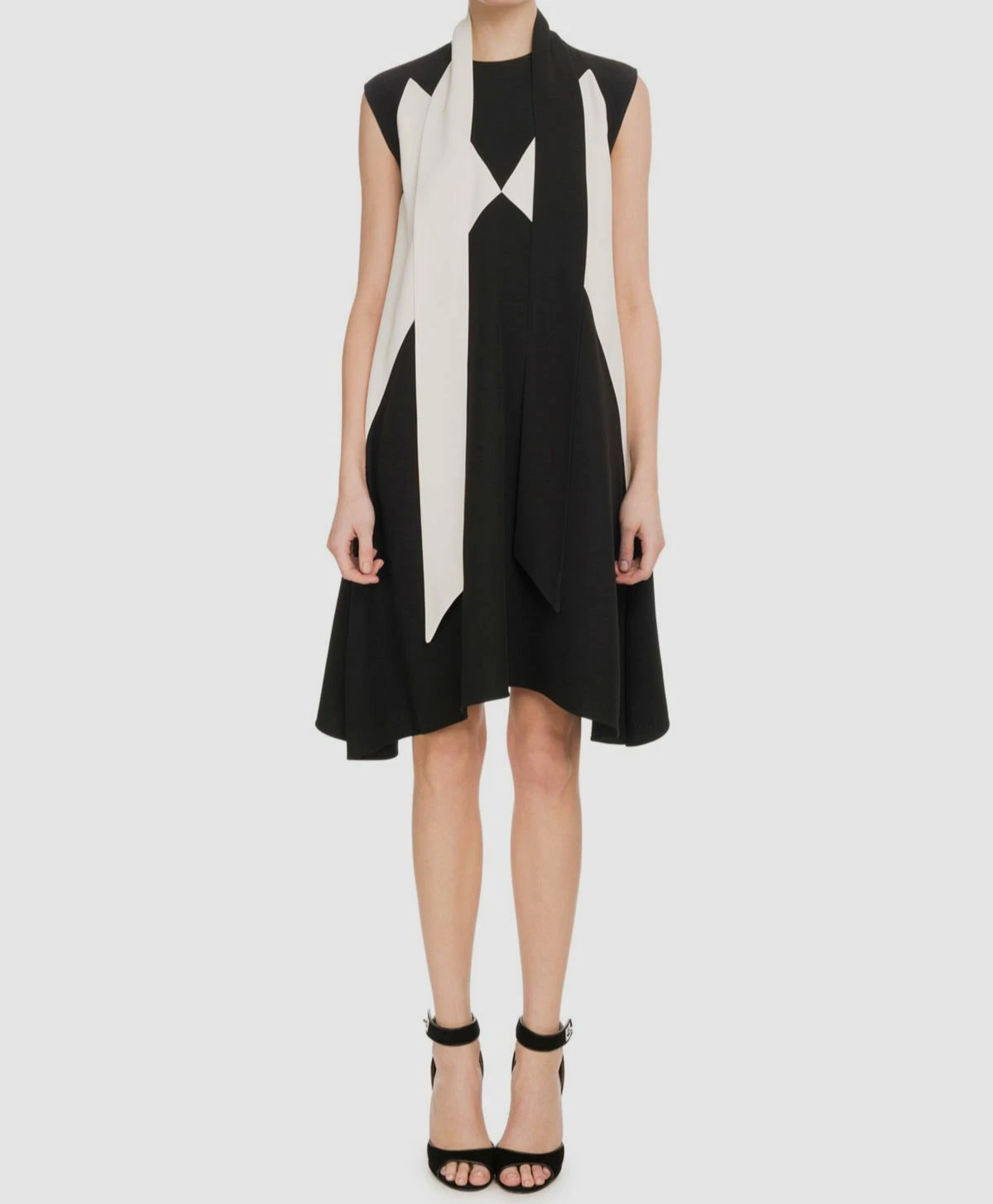 $2595 Givenchy Paris US 10 EU 42 abito sciarpa corta senza maniche donna nero bianco