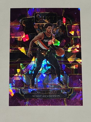 2023-24 Select NBA Scoot Henderson Purple Ice Prizm /99  RC Trail Blazers - Picture 1 of 3