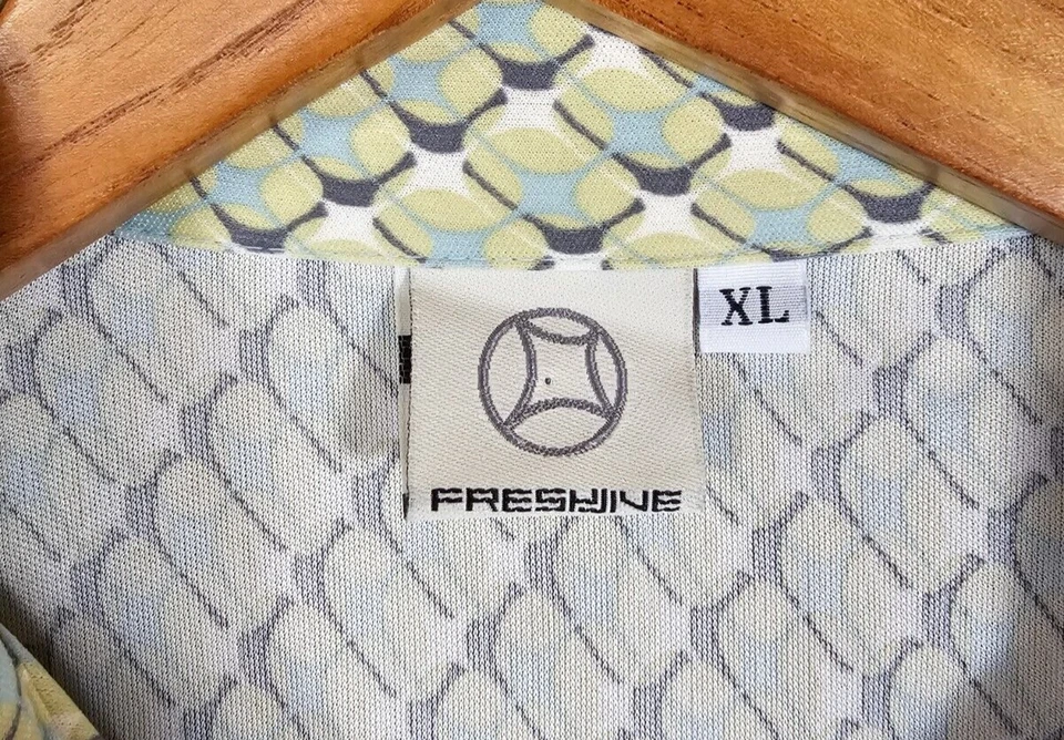 Camisa Polo Vintage Freshjive Para Hombres XL Verde Geométrica Y2K Retro RARA Hecha en EE. UU. Foto 4 de 4