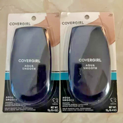 2X Covergirl Aqua Smooth Makeup + Sunscreen SPF 15 - 705 Ivory - 0.4oz x 2