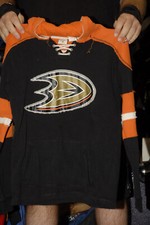 Anaheim Mighty Ducks CCM brand sweatshirt jersey string collar stitch youth xl