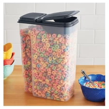 DRY FOOD CONTAINER BIN Large Plastic Canister Dispenser, 32 Cups Cereal Pet Food