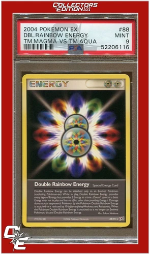 EX Team Magma vs Team Aqua 88 Double Rainbow Energy PSA 9
