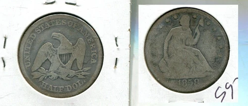 1858 P LIBERTY SEATED SILVER HALF DOLLAR GOOD 5978S