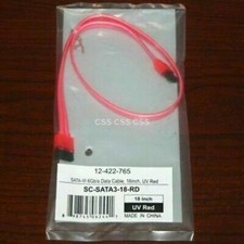 Data Cable 18" SATA Red Straight 180 Degree Angle Connector Coboc SC-SATA3-18-RD
