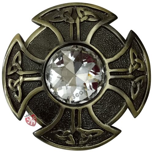 Scottish Kilt Fly Plaid Brooch Various Stone 3" Celtic Knot Pin Brooch Antique - Picture 11 of 12