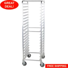 20 Pan Aluminum End Load Bun/Sheet Pan Rack Non-Marking Casters Kitchen Holders
