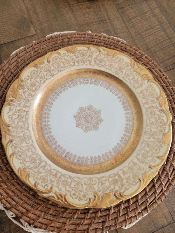 Rare Schlaggenwald 14 K Gold Dinner Plate By H&C