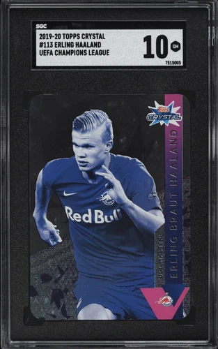2019-20 Topps Crystal UCL Erling Haaland #113 SGC 10 GEM Rookie RC