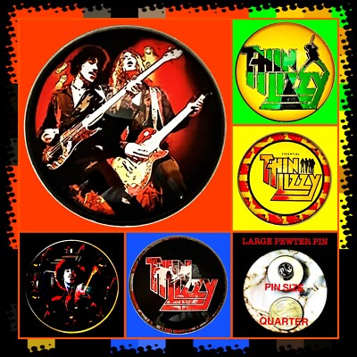 THIN LIZZY RENEGADE   FIVE LARGE PEWTER PINS ALBUM COVER CONCERT ACCESSORIES