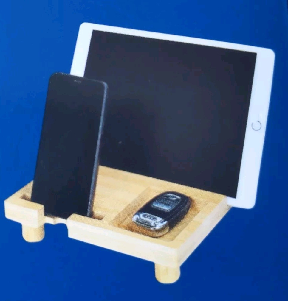 Bamboo Desk Tidy with Phone Holder, Tablet Holder&Organiser By