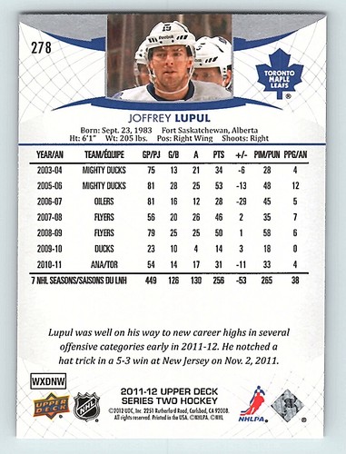 2011-12 Upper Deck Series 2 Hockey Base Singles #251-450 - Take your pick! - Picture 74 of 410