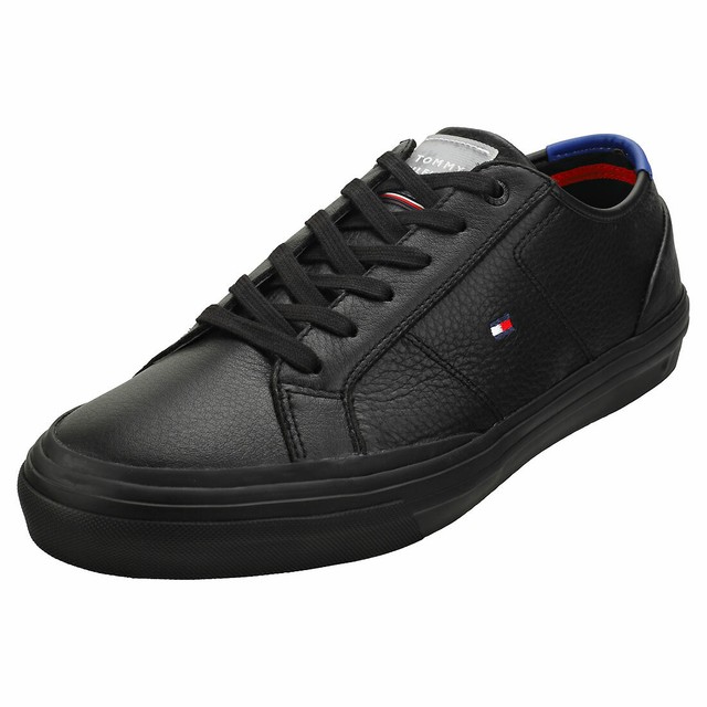 tommy hilfiger black & red flag detail sneaker trainers