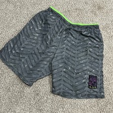 Quiksilver Shorts Large Gray VTG 90s Zig Zag Pattern Beach Swim Neon USA Made